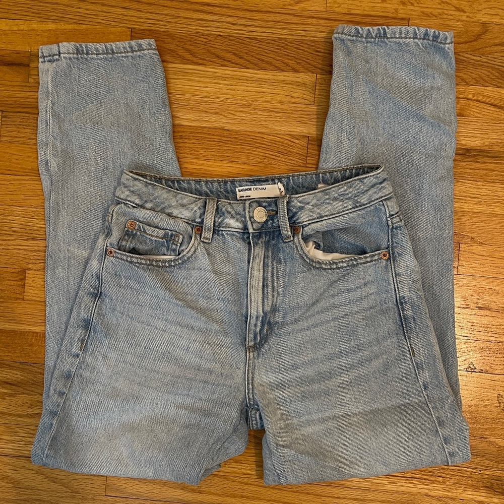 Garage Faded Blue high rise mom Denim Jeans